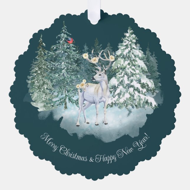 Woodland Dei Winter Forest Weihnachten Ornament Karte (Vorderseite)