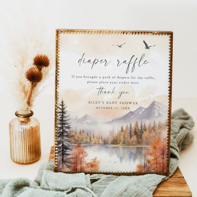 Woodland Diaper Raffle Sign Fall Babydusche Junge Poster (Von Creator hochgeladen)