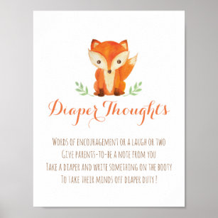 Woodland Diaper Thoughts Poster - Boy