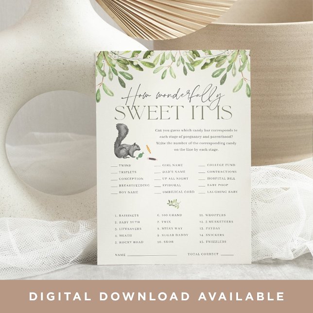 Woodland Eichhörnchen Kinderdusche Candy Game Card Einladung (Von Creator hochgeladen)