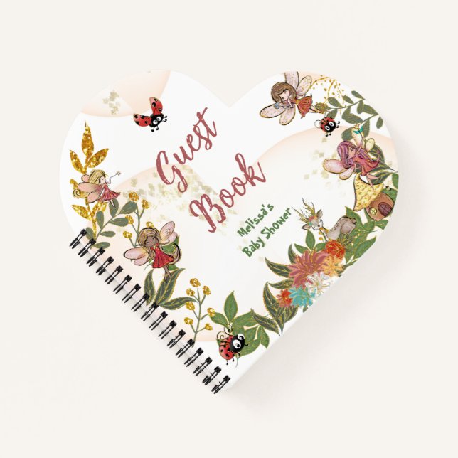 Woodland Enchanted Fairy Baby Shower Gästebuch Notizbuch (Vorderseite)