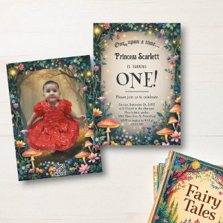 Woodland Enchanted Forest Fairytale 1st Birthday Einladung