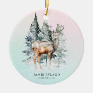 Woodland - Erstes Weihnachtsfest - Foto und Geburt Keramik Ornament