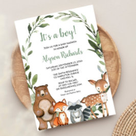 Woodland Es ist ein Junge Wald Freunde Baby Dusche Einladung