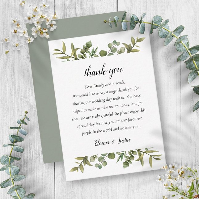 Woodland Eukalyptus Greenerity Wedding Vielen Dank Platzkarte (Woodland Eucalyptus Greenery Wedding Thank You Place Card)