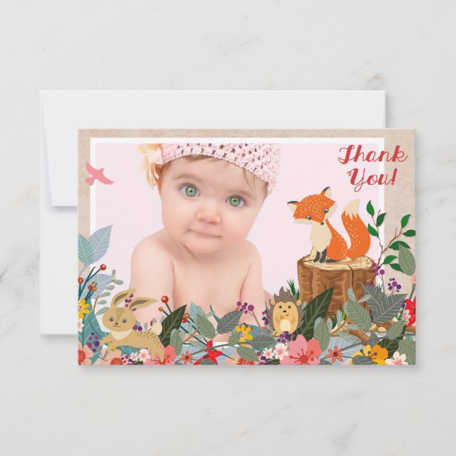 Woodland Fairy Foto Danke, Card Dankeskarte (Vorderseite)