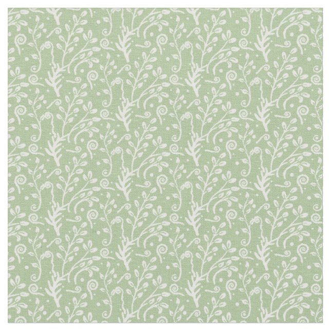 Woodland Fairytale Fern Swirl Baby Girl Nursery Stoff (Nahaufnahme)