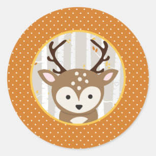 Woodland Fall / Winter Baby Dusche Gefallen Runder Aufkleber