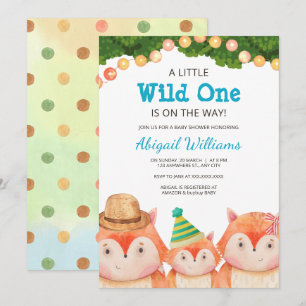 Woodland Family Fox Kinderdusche Wild One Einladung