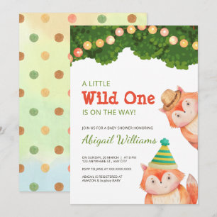 Woodland Family Fox Kinderdusche Wild One Einladung