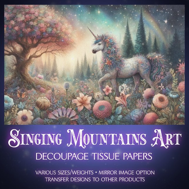 Woodland Fantasy Blume Einhorn Decoupage Seidenpapier (Von Creator hochgeladen)