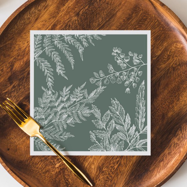 Woodland Fern Botanisches Hochzeitspapier Napkin Serviette (Von Creator hochgeladen)