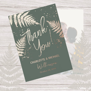Woodland Ferns Foto Overlay Wedding Vielen Dank Folieneinladung