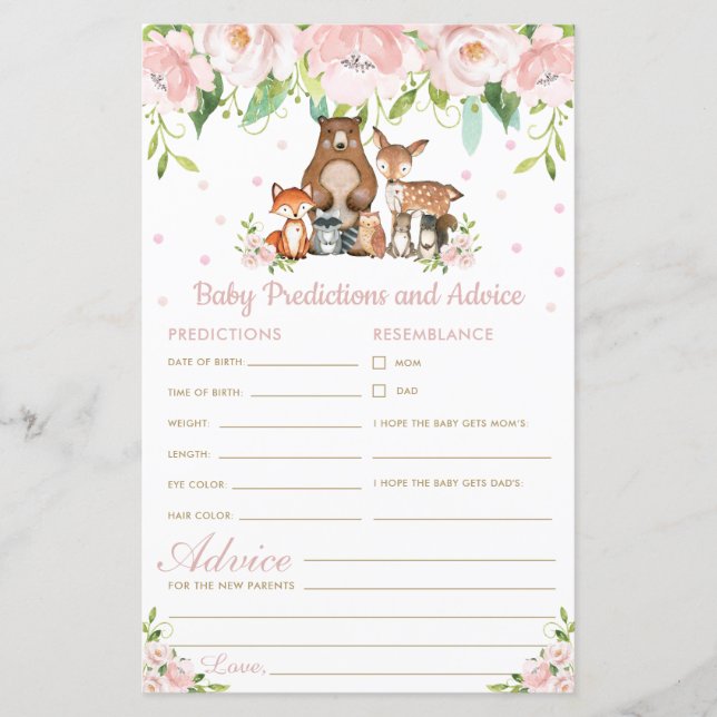 Woodland Floral Baby Vorhersagen & Advice Dusche (Vorderseite)