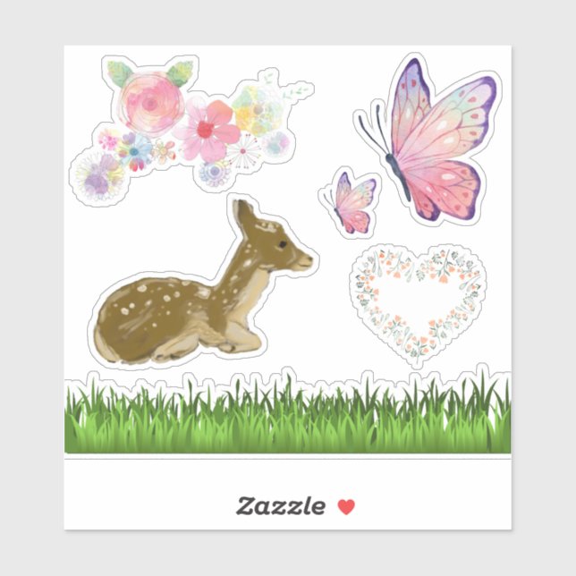 Woodland Floral Butterflies Scrapbook Stickers Aufkleber (Blatt)
