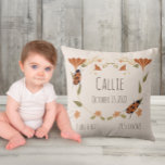Woodland Floral Ladybug Kinderzimmer Baby Birth Kissen<br><div class="desc">Dekorieren Sie Ihr Kinderzimmer zum Thema Waldland mit diesem niedlichen,  blumengeschmückten Kopfkissen! Fügen Sie Ihre Babys Geburtsdaten für ein besonderes Geschenk hinzu! Das ist ein großartiges Geschenk für eine neue Mutter.</div>