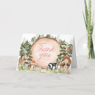 Woodland Floral Wood Slice Baby Dusche Dankeskarte