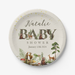Woodland Forest Animal baby Dusche Begrüßungszeich Pappteller