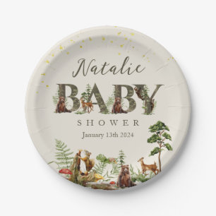Woodland Forest Animal baby Dusche Begrüßungszeich Pappteller