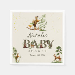 Woodland Forest Animal baby Dusche Begrüßungszeich Serviette