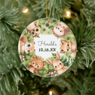Woodland Forest Animals Baby Boy Keramik Ornament