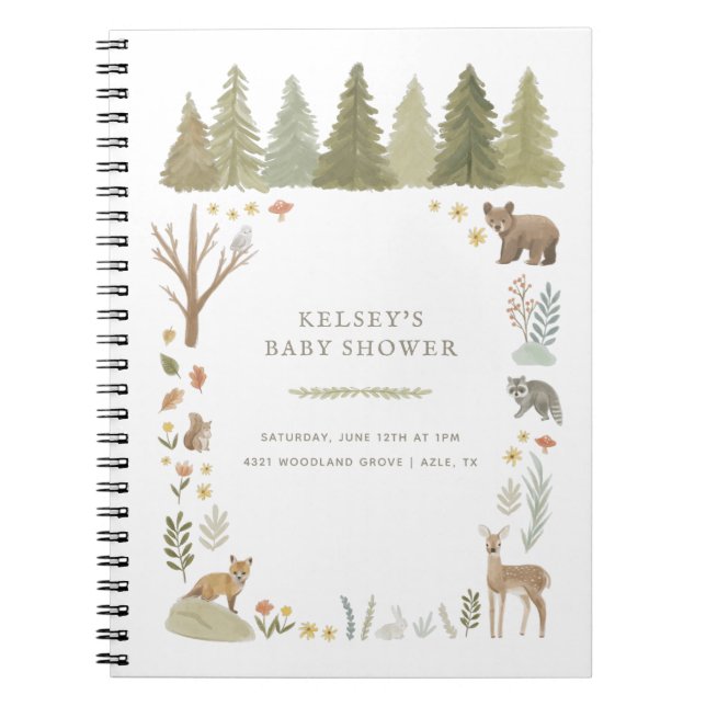 Woodland Forest Animals Baby Showbook Notizblock (Vorderseite)