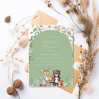 Woodland Forest Animals Baby Showeinladung Feiertagskarte