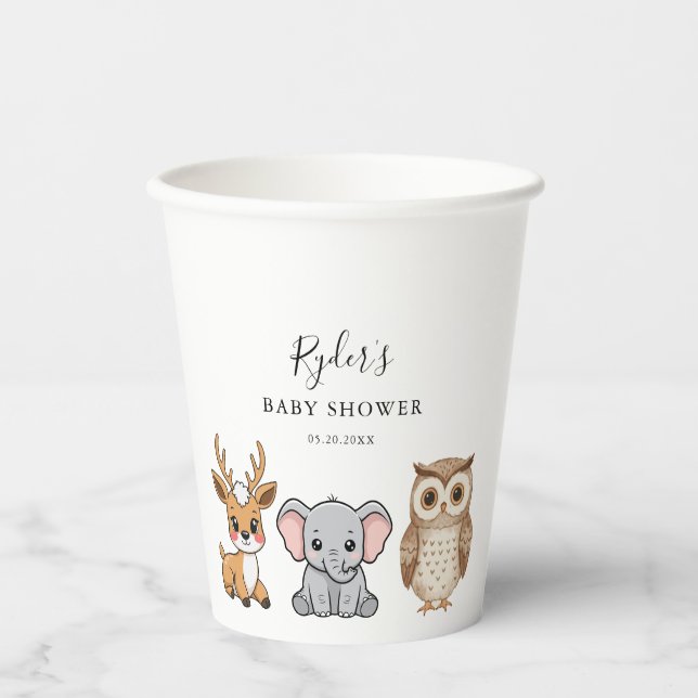 Woodland Forest Animals Baby Shower Pappbecher (Vorderseite)