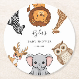 Woodland Forest Animals Baby Shower Runder Pappuntersetzer
