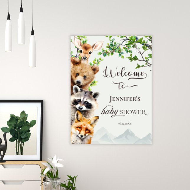 Woodland Forest Animals Baby Shower Welcome Poster (Von Creator hochgeladen)