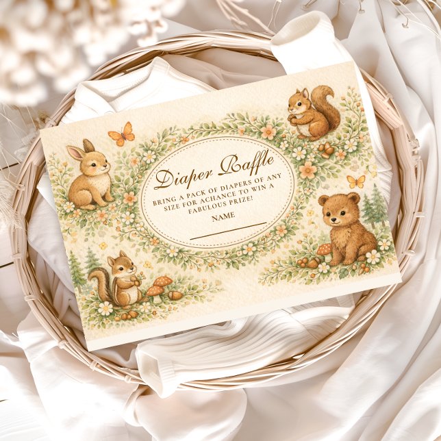 Woodland Forest Animals Diapper Raffle Begleitkarte (Von Creator hochgeladen)