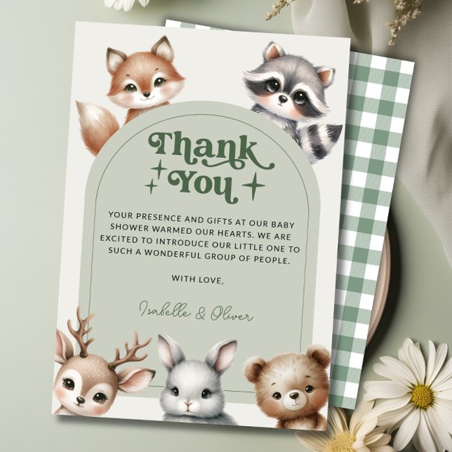 Woodland Forest Animals Kinderdusche Danke Karte (Woodland Forest Animals Baby Shower Thank You Card)