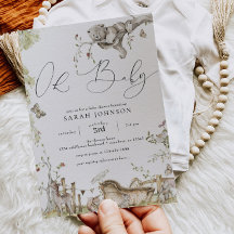 Woodland Forest Animals Kinderdusche Einladung