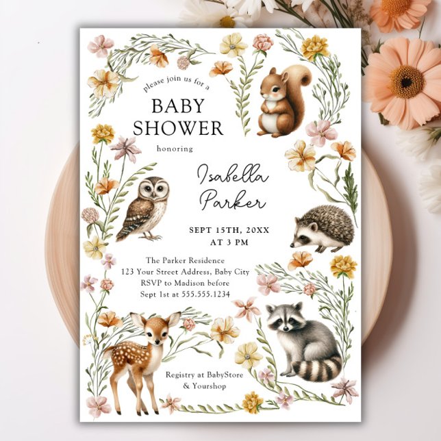Woodland Forest Animals Kinderdusche Einladung (Woodland Forest Animals Baby Shower Invitation)
