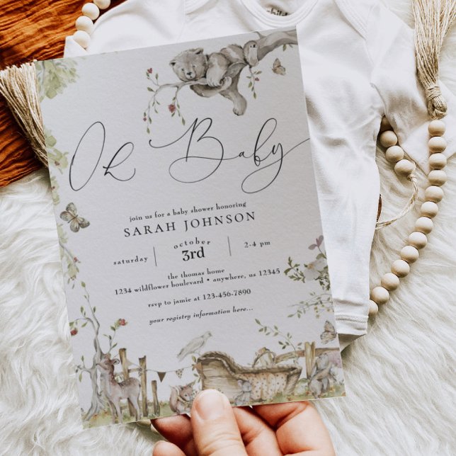 Woodland Forest Animals Kinderdusche Einladung (Von Creator hochgeladen)