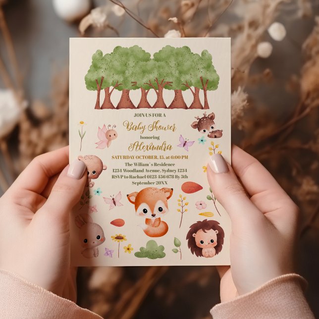 Woodland Forest Animals Kinderdusche Einladung (Von Creator hochgeladen)