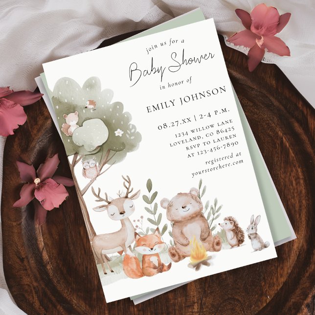 Woodland Forest Animals Kinderdusche Einladung (Von Creator hochgeladen)