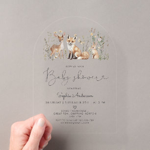 Woodland Forest Animals Kinderdusche Einladung