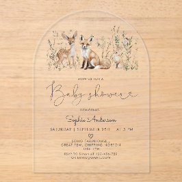 Woodland Forest Animals Kinderdusche Einladung