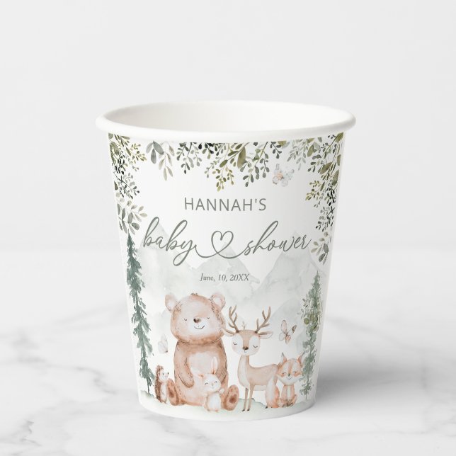 Woodland Forest Animals Kinderdusche Pappbecher (Vorderseite)