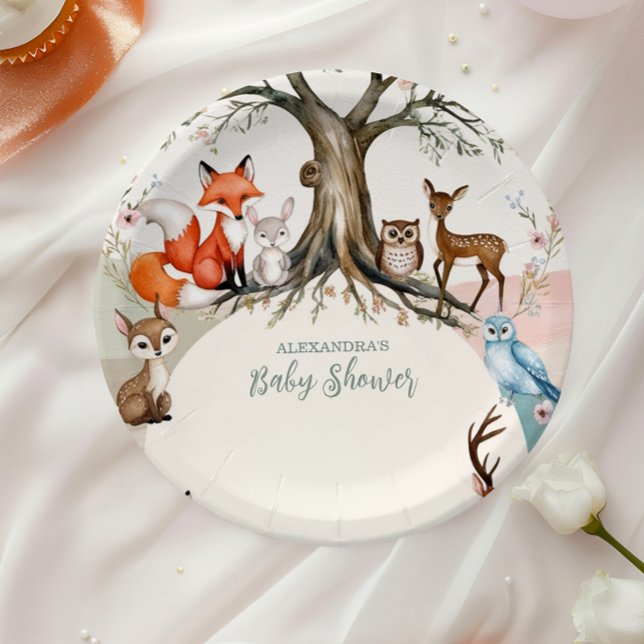 Woodland Forest Animals Kinderdusche Pappteller (Von Creator hochgeladen)