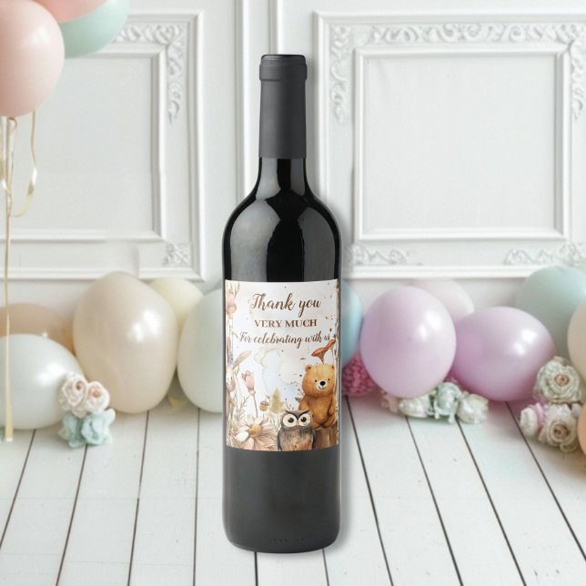 Woodland Forest Animals Kinderdusche Weinetikett (Von Creator hochgeladen)