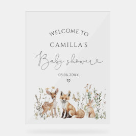 Woodland Forest Animals Kinderdusche Willkommen Acrylschild