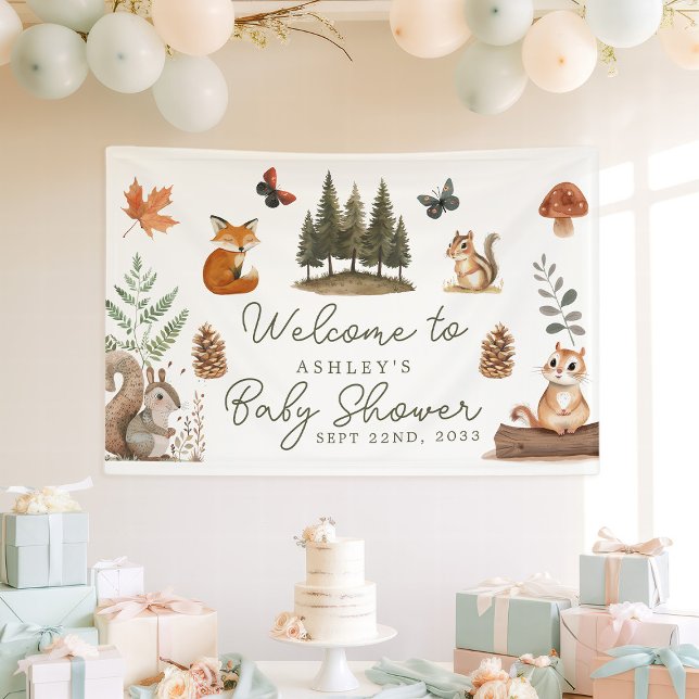 Woodland Forest Animals Kinderdusche Willkommen Banner (Von Creator hochgeladen)