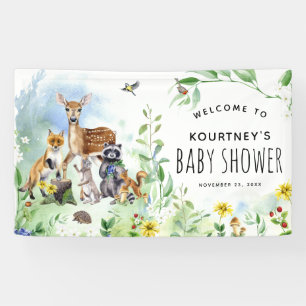 Woodland Forest Animals Kinderdusche Willkommen Banner