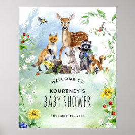 Woodland Forest Animals Kinderdusche Willkommen Poster