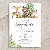 Woodland Forest Animals Rustic Baby Shower