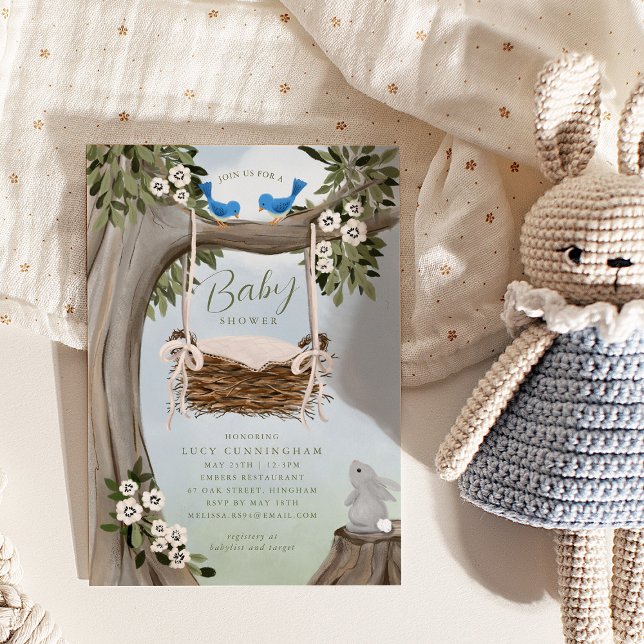 Woodland Forest Baby Basket Baby Dusche Einladung (Von Creator hochgeladen)