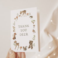 Woodland Forest Baby Dusche Danke, Ihr Hirschkarte