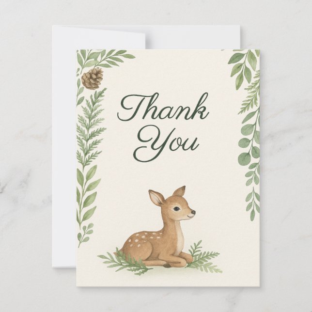 Woodland Forest Baby Dusche Danke Karte (Vorderseite)